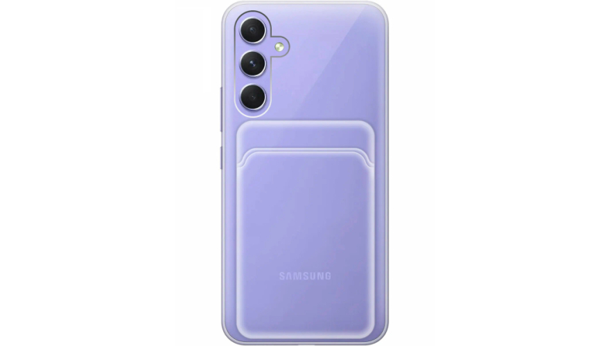 Чехол-накладка силикон для Samsung Galaxy A55 c отделом для хранения карт Прозрачная 