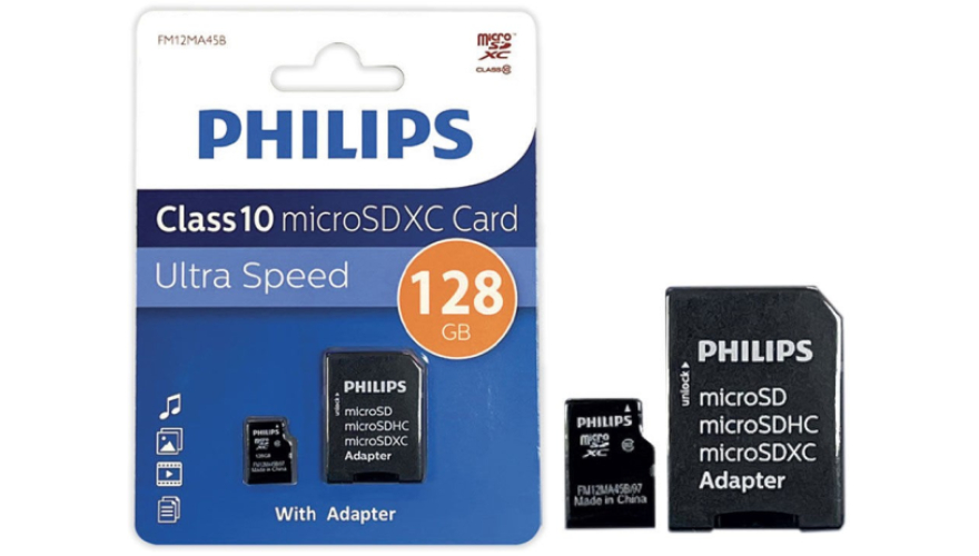 Карта памяти Micro SD Philips 128GB Class10 (FM12MA45B/97) + SD adapter