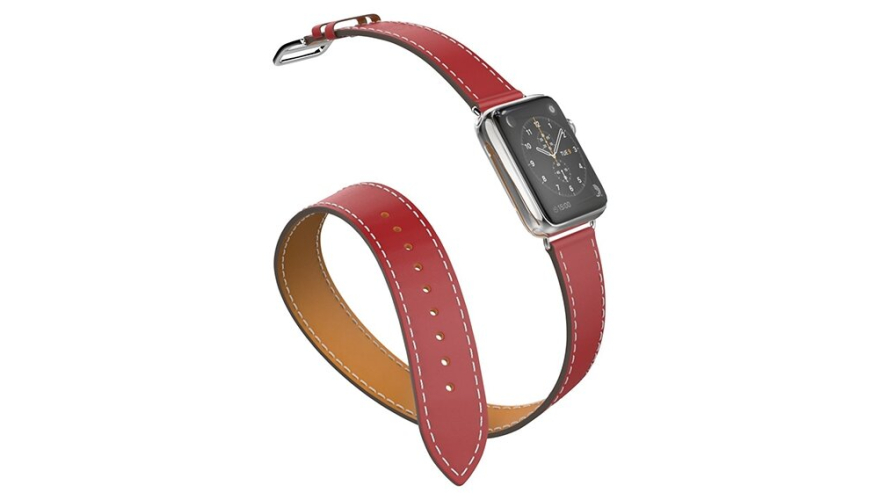 Ремешок из экокожи для Apple Watch 42/44/45/49mm Двойной (Красный/Коричневый)