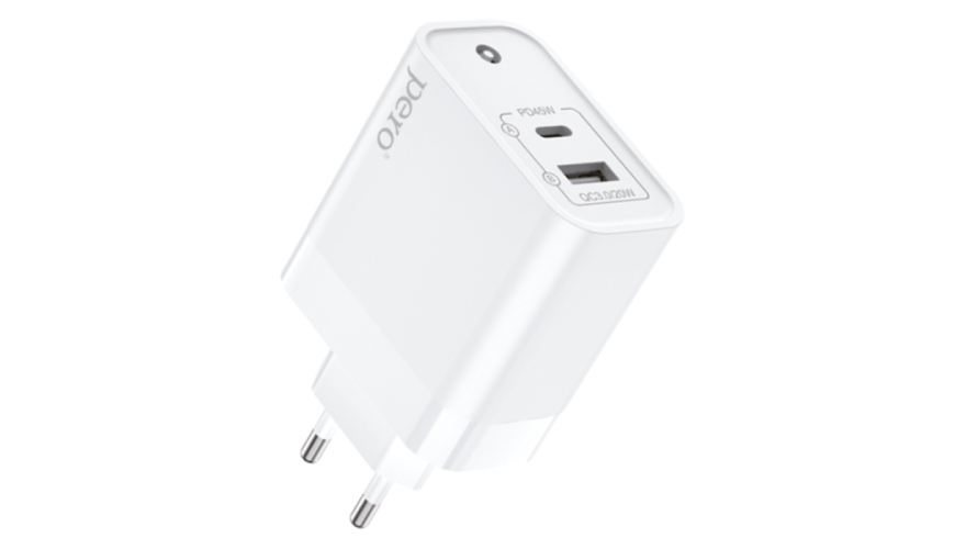 СЗУ PERO TC15 USB+USB-C 65W PD White