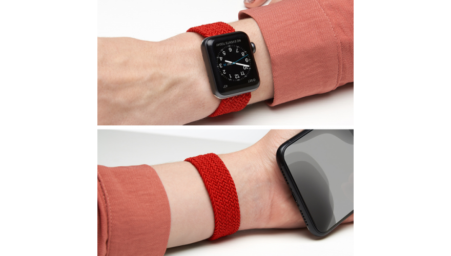 Ремешок Deppa Band Mono для Apple Watch 42/44/45/49mm, нейлоновый, красный (арт.48113)