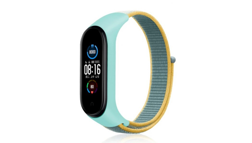 Ремешок нейлоновый RedLine для Xiaomi Mi Band 5/6 Mint/Yellow