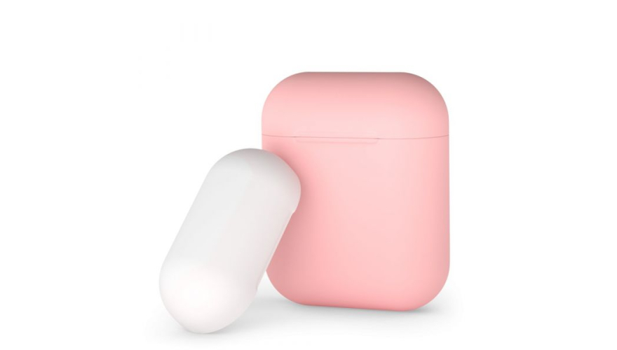 Силиконовый чехол Deppa для AirPods двухцветный (Розовый/Белый) арт.47019