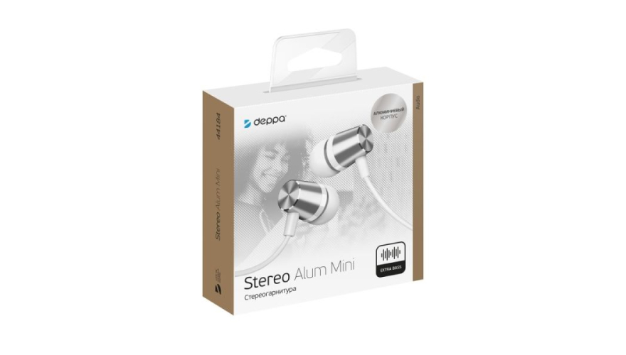 Стереогарнитура Deppa Stereo Alum Mini Серебряный арт. 44184