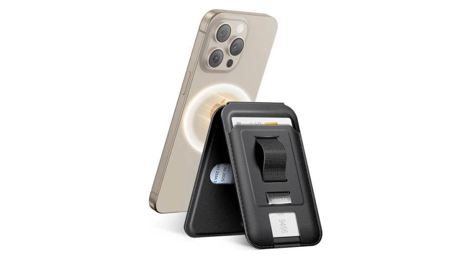 Чехол картхолдер UGREEN Magnetic Wallet with Stand LP837 (с ремешком) (45166) Black (Чёрный)