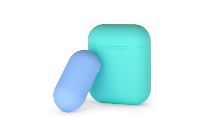 Силиконовый чехол Deppa для AirPods двухцветный (Бирюзовый/Голубой) арт.47018