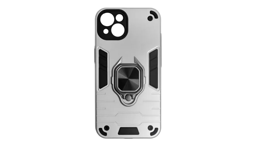 Чехол-накладка противоударная с кольцом для Apple iPhone 15 Серый