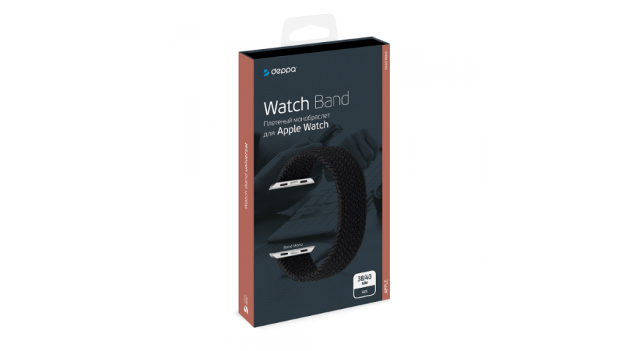 Ремешок Deppa Band Mono для Apple Watch 38/40/41mm, нейлоновый, черный (арт.48107)