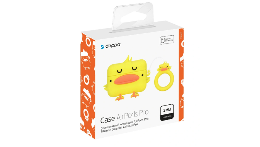 Силиконовый чехол Funny Animals Deppa для Apple AirPods желтый арт.47304