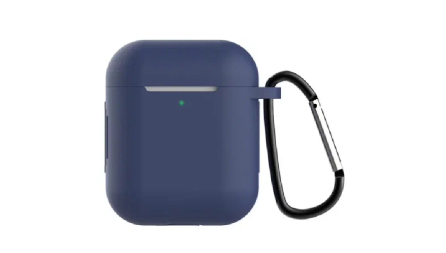 Силиконовый чехол для Apple AirPods с карабином Blue