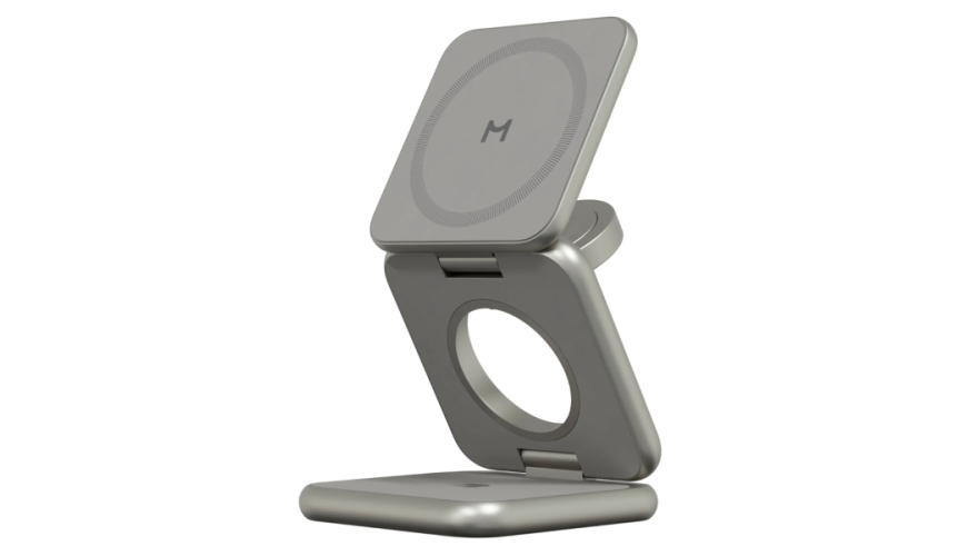 Беспроводная зарядная станция 3 в 1 Magssory Fold Pro Titanium (Титан)