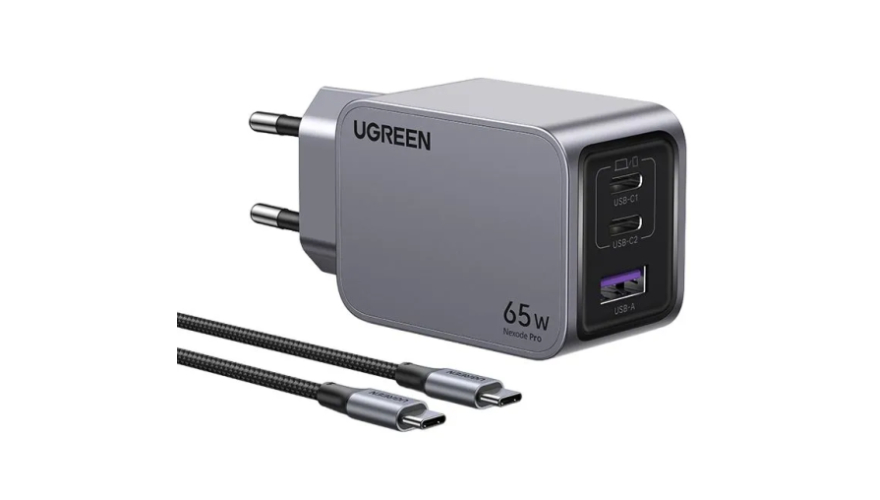 СЗУ UGREEN X755 Nexode Pro 65W + кабель Type-C (25871) Серый