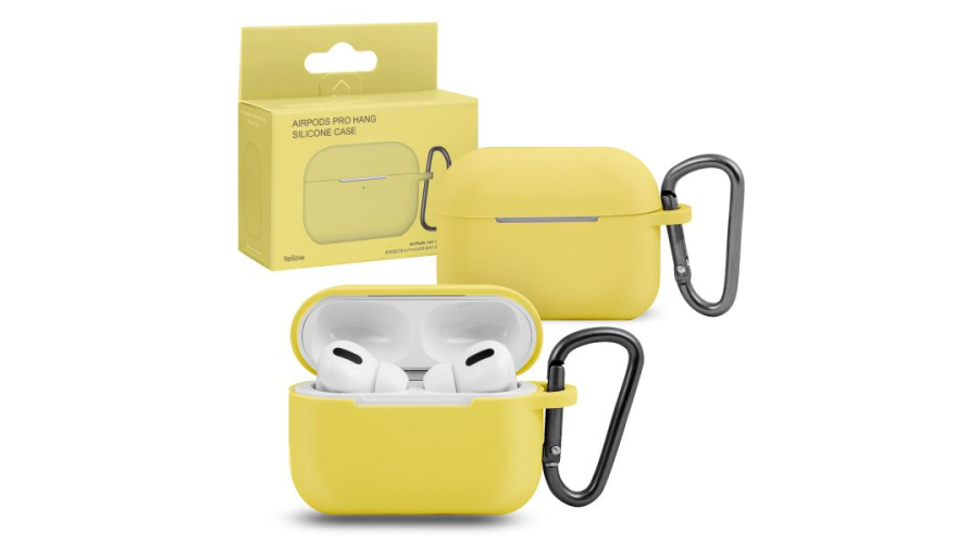Силиконовый чехол для Apple AirPods 3 с карабином Yellow