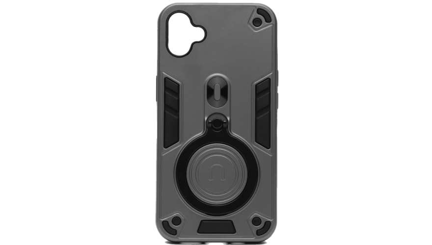 Чехол-накладка противоударная с кольцом для Apple iPhone 16 Серый