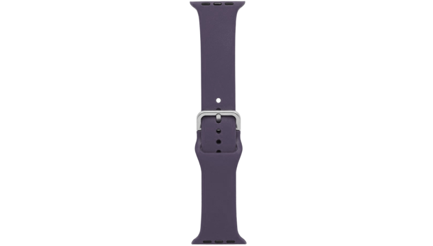 Ремешок силиконовый с металлической застежкой для Apple Watch 42/44/45/49mm темно-лиловый