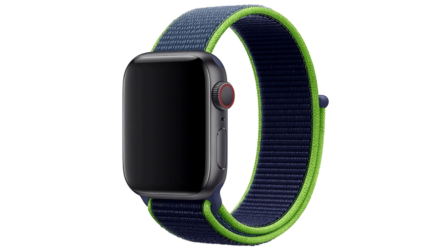Ремешок нейлоновый для Apple Watch 42/44/45/49mm Голубой с желтым
