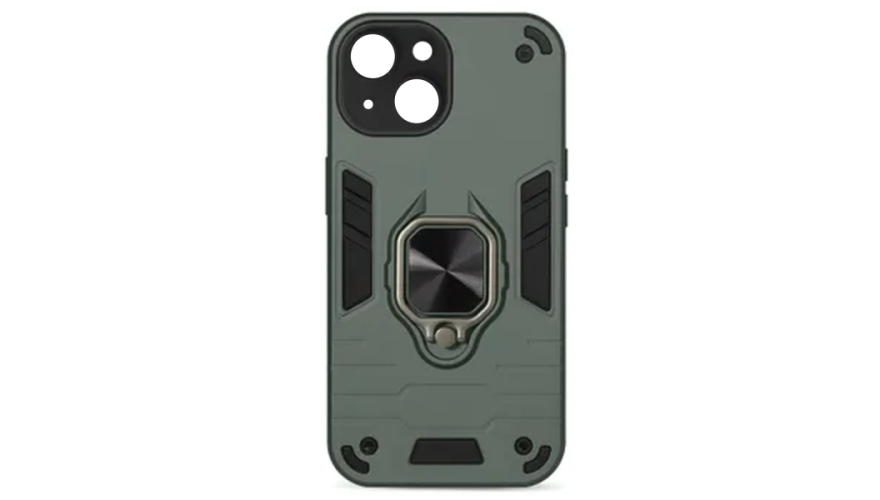 Чехол-накладка противоударная с кольцом для Apple iPhone 15 Зеленый