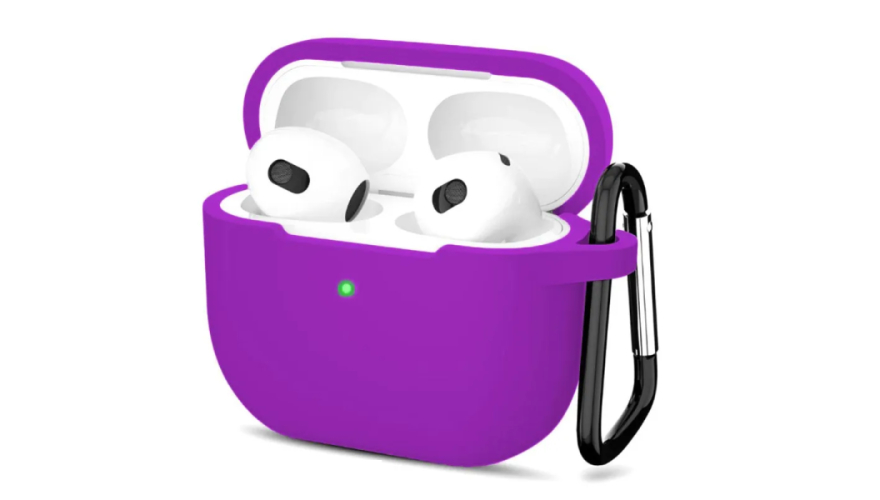 Силиконовый чехол для Apple AirPods 3 с карабином Purple