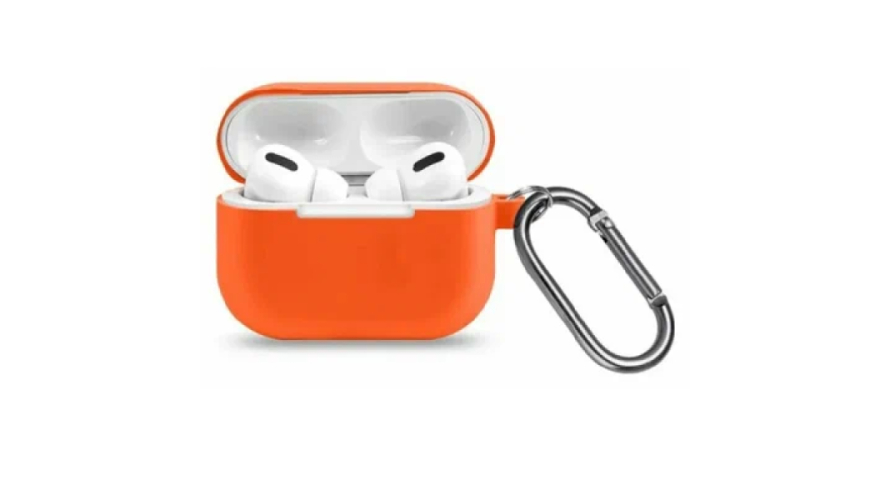 Силиконовый чехол для Apple AirPods Pro с карабином Peach