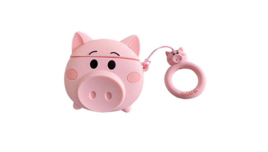 Силиконовый чехол для Apple AirPods (Розовая свинья)