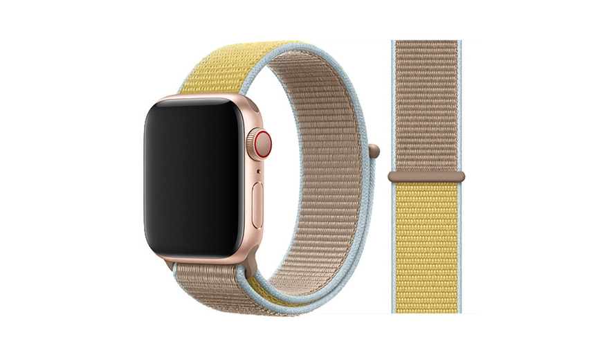 Ремешок нейлоновый для Apple Watch 42/44/45/49mm Желтый с бежевым