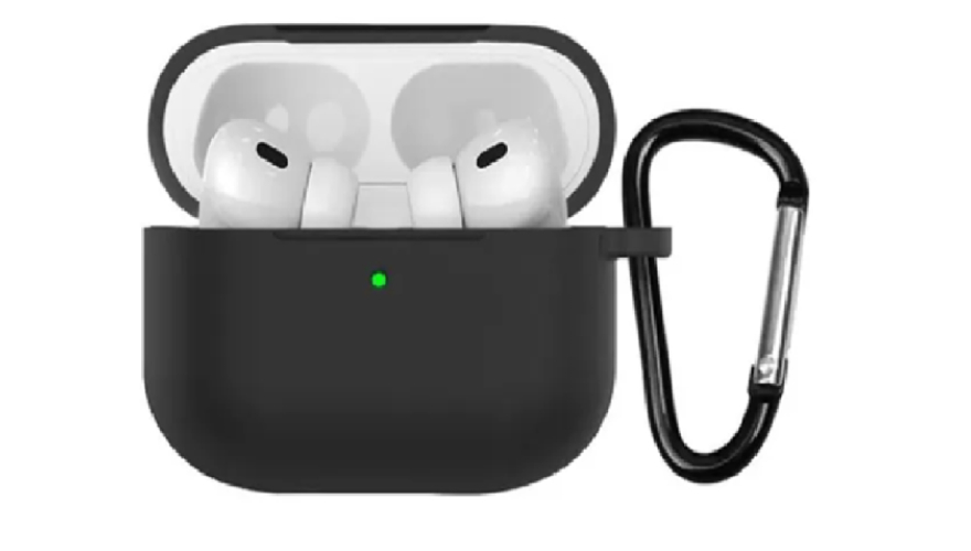 Силиконовый чехол для Apple AirPods Pro 3 с карабином Black (Черный)