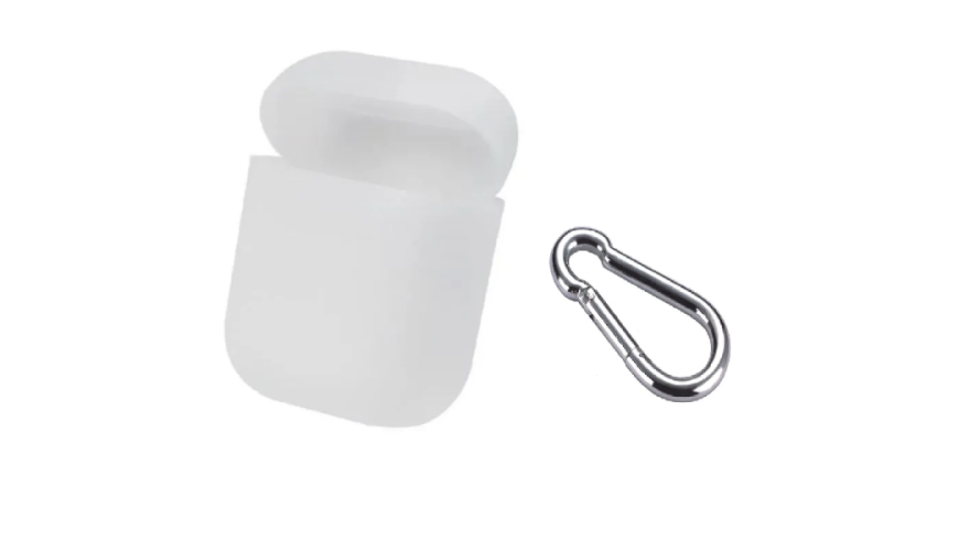 Силиконовый чехол для Apple AirPods с карабином Прозрачный матовый
