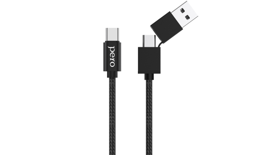 Кабель PERO DC07 2in1 USB-A/USB-С- Type-C 1м 60W Black (Черный)