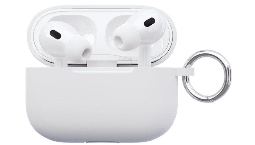 Силиконовый чехол VLP Silicone Case Soft Touch для Apple AirPods Pro 2 White (с кольцом)