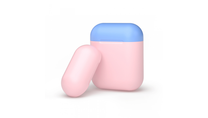 Силиконовый чехол Deppa для AirPods двухцветный (Розовый/Голубой) арт.47023
