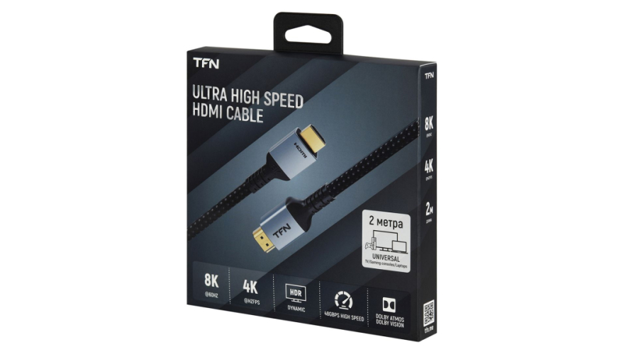 Кабель HDMI TFN Ultra high speed HDMI cable 8K 2M Black (TFN-H-ULT8K ...