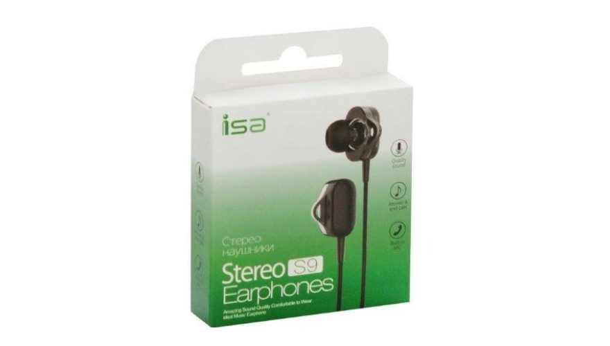 Наушники ISA S9 3.5mm с микрофоном Black
