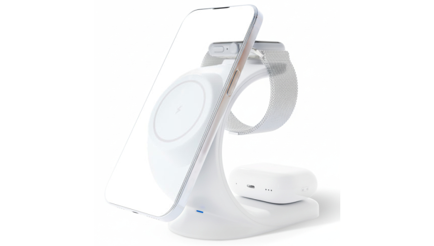 Беспроводная зарядная станция VLP Powerstand MagSafe 3in1 для iPhone/AirPods/Watch White