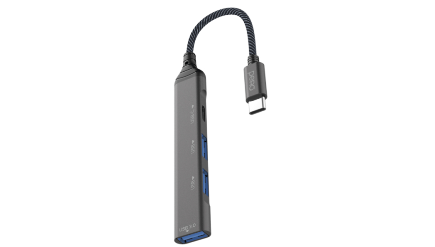 USB-C Разветвитель Pero MH03 4в1 Grey (Серый)