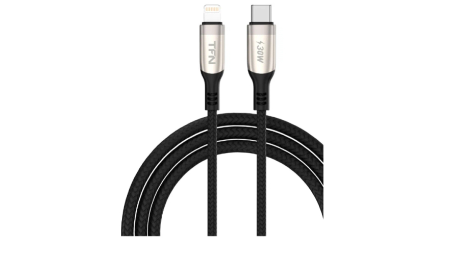 Кабель TFN Type-C - Lightning 1.2м 3A 30Вт (TFN-C-BLZ-CL1M-NI) Black/Nickel
