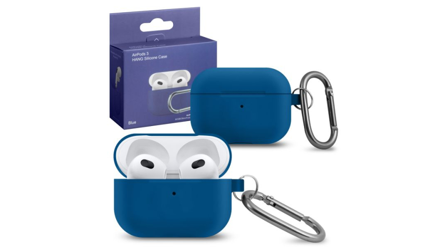 Силиконовый чехол для Apple AirPods 3 с карабином Blue