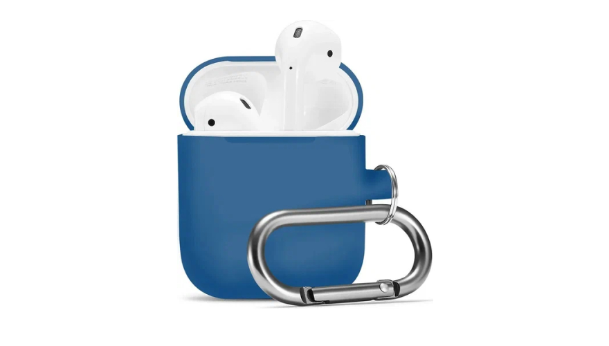 Силиконовый чехол для Apple AirPods с карабином Dark Blue