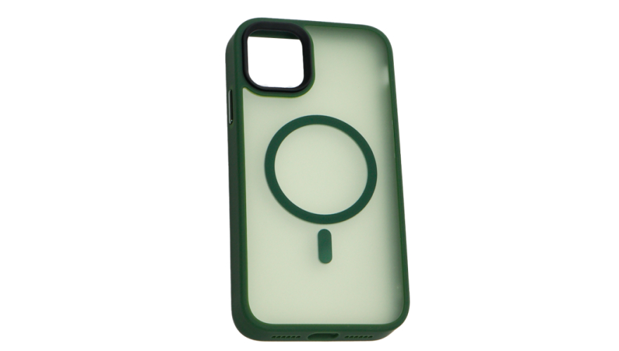 Чехол-накладка силикон MagSafe для iPhone 15 Матовый зеленый