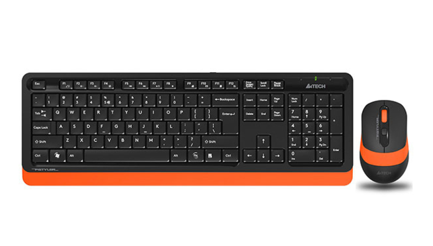 Комплект клавиатура + мышь A4TECH Fstyler FG1010 черный/оранжевый USB беспроводная (1147574)
