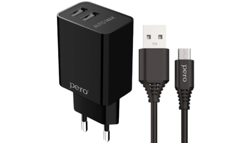 СЗУ PERO TC02 2USB 2.1A c кабелем Micro USB Black (Черный)