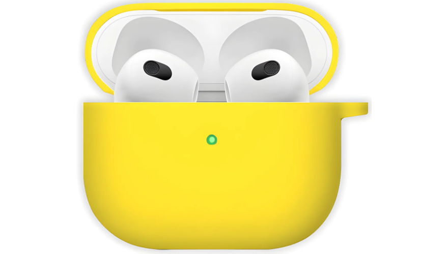 Силиконовый чехол для Apple AirPods 4 с карабином Yellow