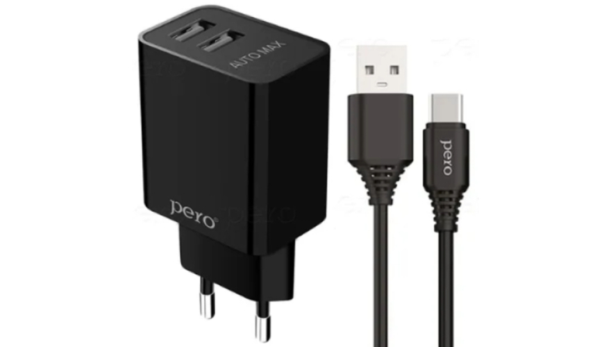 СЗУ PERO TC02 2USB 2.1A c кабелем Type-C Black (Черный)
