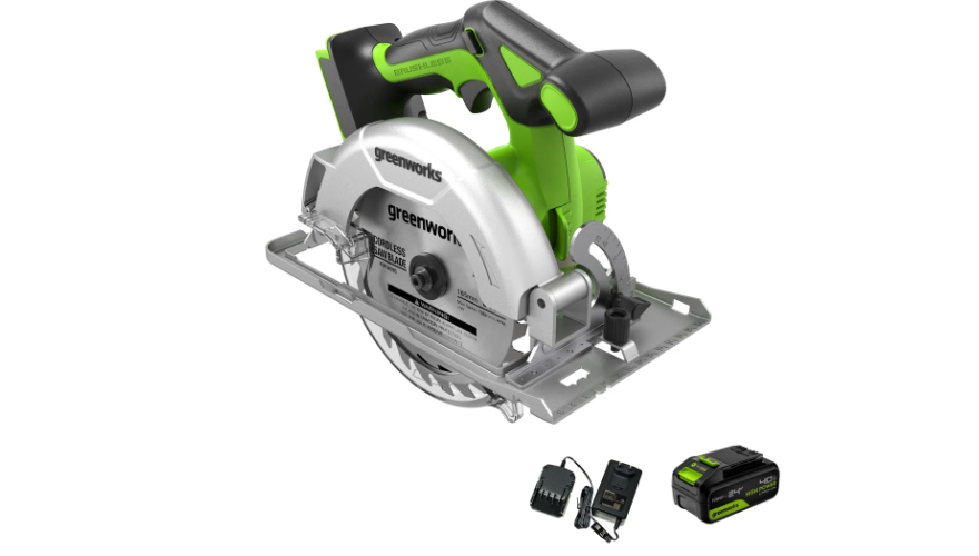 Пила циркулярная аккумуляторная Greenworks GD24CS165 24В (1501607CUB) (С акб 4Ач/зу)