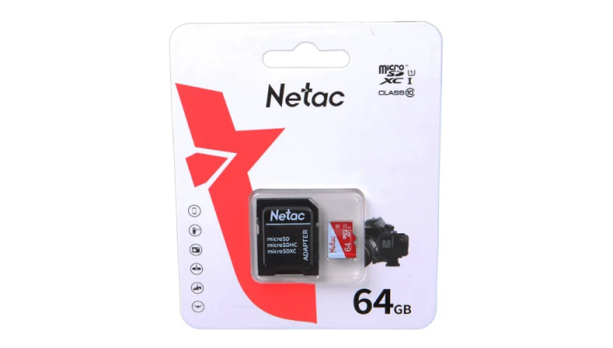 Карта памяти Netac P500 Eco 64GB Class10 (NT02P500ECO-064G-R) + SD adapter