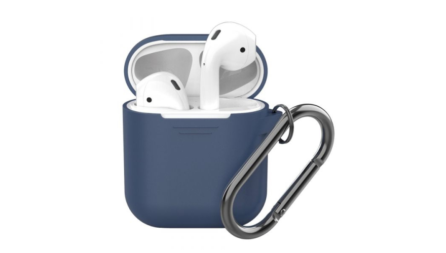 Силиконовый чехол Deppa для AirPods с карабином арт.47013 Синий