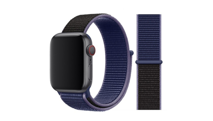 Ремешок нейлоновый для Apple Watch 42/44/45/49mm Синий с черным