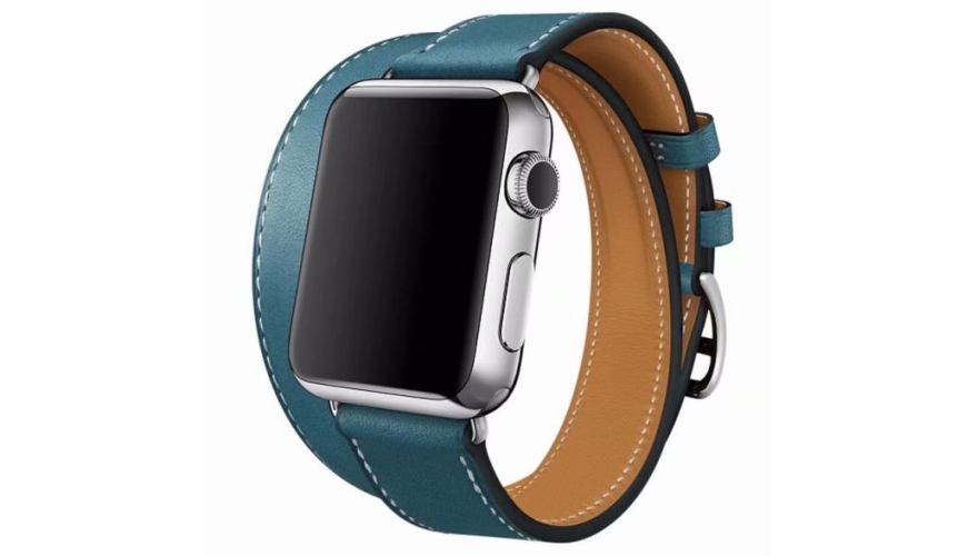 Ремешок из экокожи для Apple Watch 42/44/45/49mm Двойной (Синий/Коричневый)