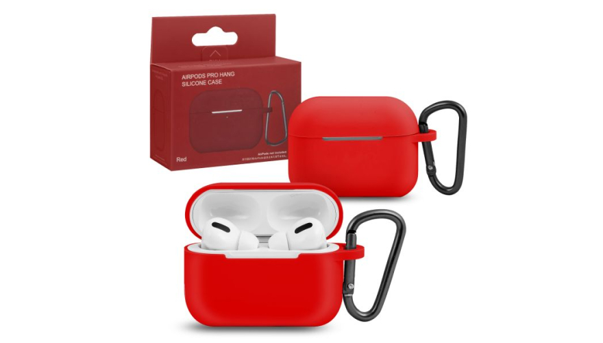 Силиконовый чехол для Apple AirPods Pro с карабином Red