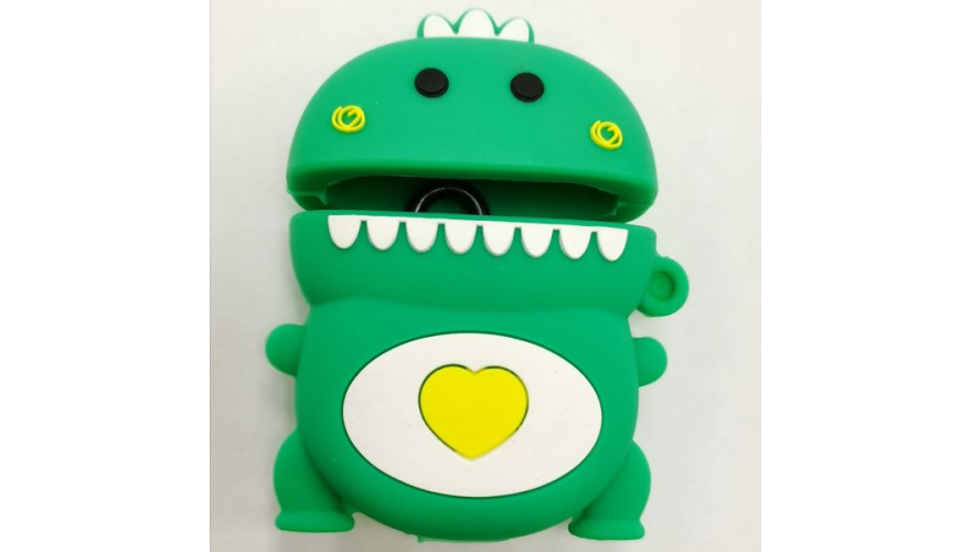 Силиконовый чехол для Apple AirPods (Зеленый Зубастик)