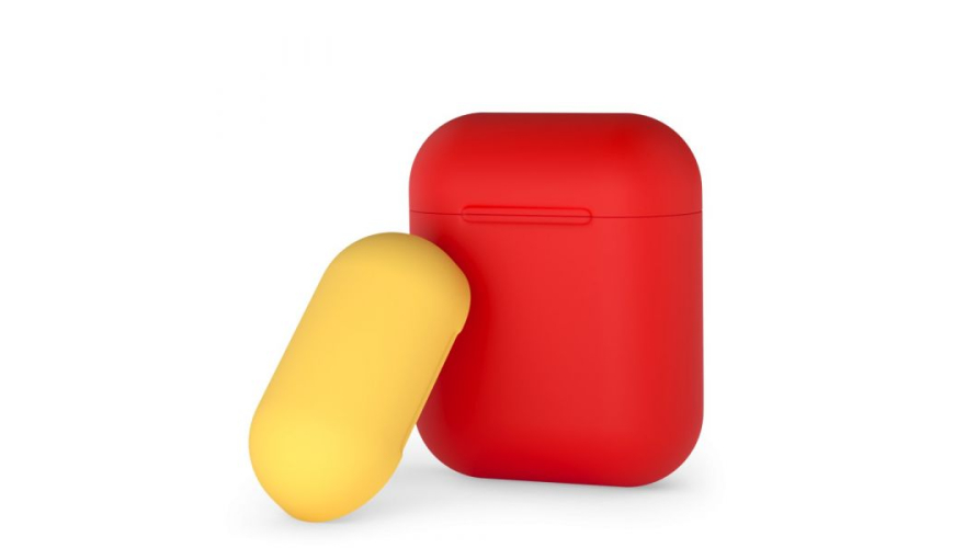 Силиконовый чехол Deppa для AirPods двухцветный (Красный/Желтый) арт.47016
